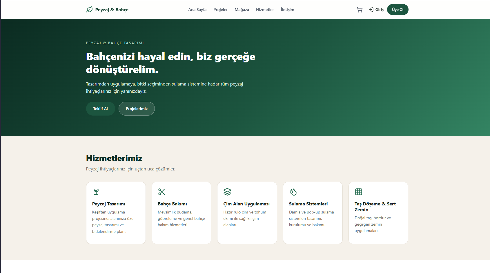 Kardeşler Peyzaj - Kurumsal Web Sitesi ve Proje Galerisi görseli 1