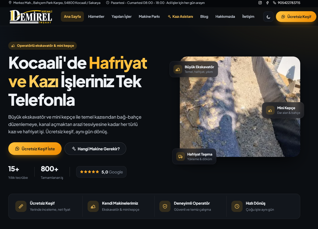Kocaali Hafriyat - Kurumsal Hizmet ve Araç Parkuru Platformu